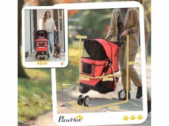 Transportín De Paseo Para Animales|Carro para perros plegable y ligero, fabricado en tejido Oxford, color , con freno y mosquitera (75x45x97cm)