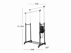 DripeX Burro Para Ropa|Carryando con ropa con ruedas, altura de la barra de ropa estirada de 90-160 cm, con soporte de chaussure, carga máxima. 50 kg, 2 barras