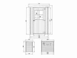 Casa de almacenamiento jardín con suelo tratado 144x239x198 cm / 2.63m² - M306+M306G^Timbela