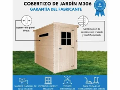 Casa de almacenamiento jardín con suelo tratado 144x239x198 cm / 2.63m² - M306+M306G^Timbela