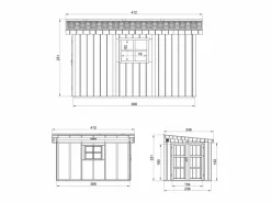 Timbela Caseta De Jardín|Casa de jardín de primera calidad sin suelo ni pared lateral - 8.68 m² / H231x248x412 cm - M939B-TUNDRA GREY