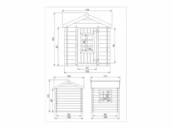 Timbela Cabaña Infantil|Casa de madera para niños (tetto-colore rosso) - 111x114xA121 cm - M570R-1