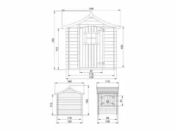Casa de madera para niños con suelo - L112xL146xA152 cm/ 1.1m² - M550^Timbela Clearance