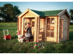 Timbela Casa de madera para niños sin suelo - L112xL146xA152 cm / 1.1m² - M550-1 Color natural claro Online