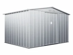 EXPERTLAND Caseta de jardín de 7,82m² de acero galvanizado gris - LINUS Gris claro Discount