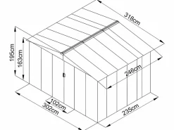 EXPERTLAND Caseta de jardín de 7,82m² de acero galvanizado gris - LINUS Gris claro Discount