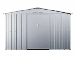 EXPERTLAND Caseta de jardín de 9,92m² de acero galvanizado gris - LINUS Gris claro Discount