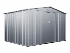 EXPERTLAND Caseta de jardín de 9,92m² de acero galvanizado gris - LINUS Gris claro Discount