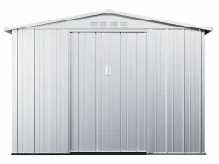 EXPERTLAND Caseta de jardín de 4,91m² de acero galvanizado gris - LINUS Gris claro Sale