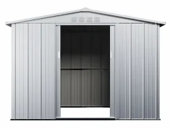 EXPERTLAND Caseta de jardín de 4,91m² de acero galvanizado gris - LINUS Gris claro Sale