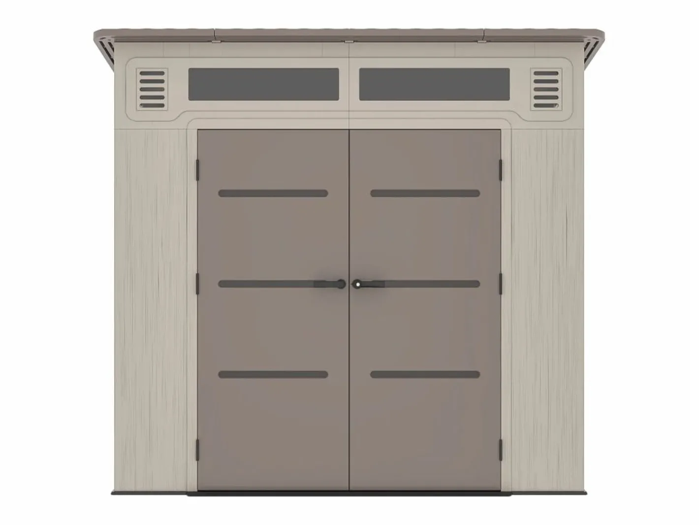 EXPERTLAND Caseta De Jardín|Caseta de jardín de resina con tejado inclinado beige y marrón 6,5 m² con suelo - grosor 22 mm - ANTEVA