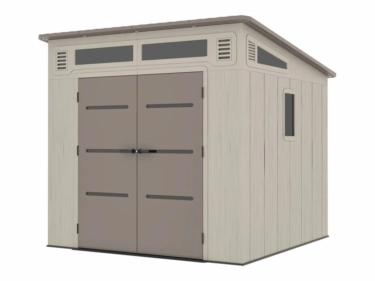 EXPERTLAND Caseta De Jardín|Caseta de jardín de resina con tejado inclinado beige y marrón 6,5 m² con suelo - grosor 22 mm - ANTEVA