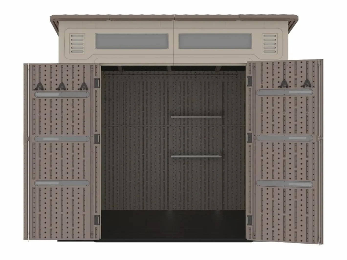 EXPERTLAND Caseta De Jardín|Caseta de jardín de resina con tejado inclinado beige y marrón 6,5 m² con suelo - grosor 22 mm - ANTEVA