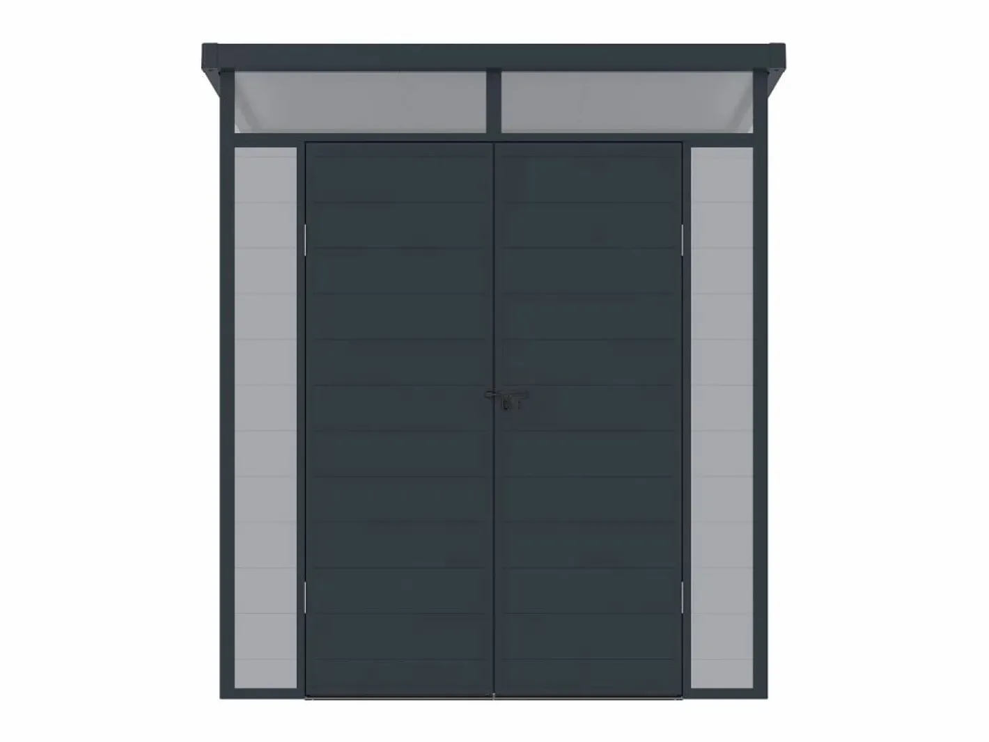 EXPERTLAND Caseta de jardín de resina gris 3,65m² con suelo, MINARO Gris claro / Gris antracita / Gris
