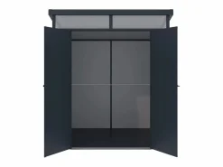EXPERTLAND Caseta de jardín de resina gris 3,65m² con suelo, MINARO Gris claro / Gris antracita / Gris