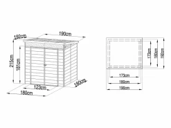EXPERTLAND Caseta de jardín de resina gris 3,65m² con suelo, MINARO Gris claro / Gris antracita / Gris