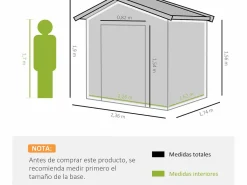 Caseta de jardín 236x174x190 cm^Outsunny Discount