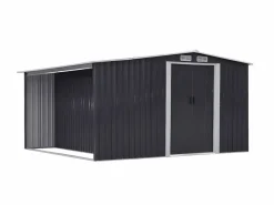 EXPERTLAND Caseta de jardín LERY de 10,5 m² de acero galvanizado gris Gris antracita Outlet