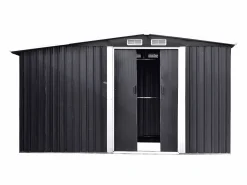 EXPERTLAND Caseta de jardín LERY de 10,5 m² de acero galvanizado gris Gris antracita Outlet