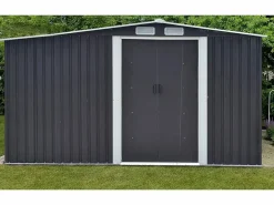 EXPERTLAND Caseta de jardín LERY de 10,5 m² de acero galvanizado gris Gris antracita Outlet