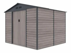 Caseta de jardín metal de acero galvanizado efecto madera gris 7,17 m² ADELMO^EXPERTLAND Sale