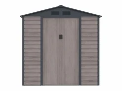EXPERTLAND Caseta de jardín metal de acero galvanizado efecto madera gris 2,79 m² ADELMO Gris antracita / Color natural oscuro Online