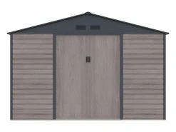 Caseta de jardín metal de acero galvanizado efecto madera gris 13,12 m² ADELMO^EXPERTLAND Best