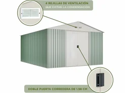 Caseta de jardín metálica Anjala 15,5m2- 10 años garantía - 452 x 343 x 223cm. Cobertizo jardin^Hoggar Best