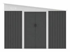 Caseta de jardín metálico adosado de acero galvanizado antracita 9,76 m² - DAXTON^EXPERTLAND New
