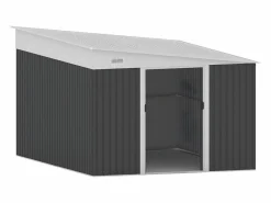 Caseta de jardín metálico adosado de acero galvanizado antracita 9,76 m² - DAXTON^EXPERTLAND New