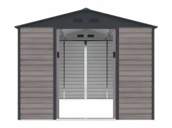 EXPERTLAND Caseta jardín acero galvanizado efecto madera - 8,94 m² - ideal para herramientas- ADELMO Gris antracita / Color natural oscuro