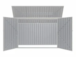 EXPERTLAND Caseta De Jardín|Caseta para 3 cubos de basura de acero galvanizado antracita, Ancho 237 x Prof. 101 x Alt. 131 cm, ILARIO