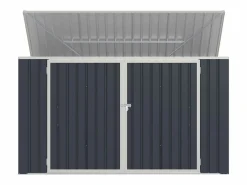 EXPERTLAND Caseta De Jardín|Caseta para 3 cubos de basura de acero galvanizado antracita, Ancho 237 x Prof. 101 x Alt. 131 cm, ILARIO