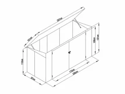 EXPERTLAND Caseta De Jardín|Caseta para 3 cubos de basura de acero galvanizado antracita, Ancho 237 x Prof. 101 x Alt. 131 cm, ILARIO