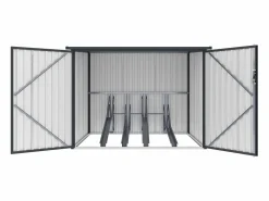 EXPERTLAND Caseta De Jardín|Caseta para bicicletas metal de acero galvanizado efecto madera 4 m² para 4 bicicletas NIKI
