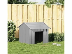 Clicnbuy Caseta para perros con techo acero galvanizado 85x107x81 cm Gris Discount