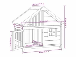 Clicnbuy Caseta para perros madera maciza de pino 96x60,5x87 cm Gris