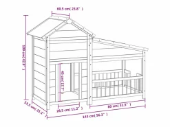 Clicnbuy Seguridad Para Mascotas|Caseta para perros madera maciza de pino 143x60,5x109 cm