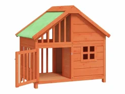 Clicnbuy Seguridad Para Mascotas|Caseta para perros madera maciza de pino marrón 96x60,5x87 cm