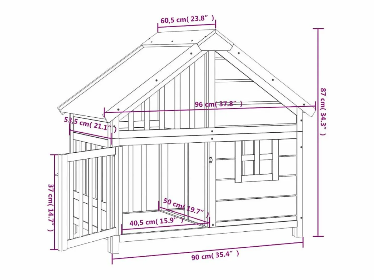 Clicnbuy Seguridad Para Mascotas|Caseta para perros madera maciza de pino marrón 96x60,5x87 cm