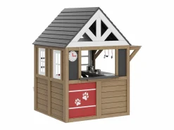 Cabaña Infantil|Casita de Juegos Infantil SucceBuy de Madera con Puerta, Ventana y Lavabo