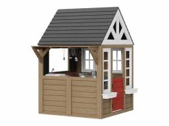 Cabaña Infantil|Casita de Juegos Infantil SucceBuy de Madera con Puerta, Ventana y Lavabo
