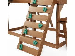 Cabaña Infantil|Casita de Juegos para Niños, SucceBuy - Casa de Juegos de Madera para Exteriores con Tobogán, Escalera y Ventana, Casa de Juegos de Jardín