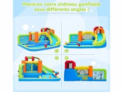 Castillo inflable con trampolines, ventilador, deslizamiento, cesta de baloncesto, de 3 a 8 años, 410x315x203cm^DripeX New