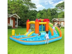 DripeX Castillo Hinchable|Castillo inflable con ventilador, piscina, tobogán, pistola de agua - de 3 a 8 años - carga máxima de 180 kg - 460x343x190cm