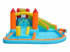 DripeX Castillo Hinchable|Castillo inflable con ventilador, piscina, tobogán, pistola de agua - de 3 a 8 años - carga máxima de 180 kg - 460x343x190cm