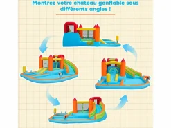 DripeX Castillo Hinchable|Castillo inflable con ventilador, piscina, tobogán, pistola de agua - de 3 a 8 años - carga máxima de 180 kg - 460x343x190cm