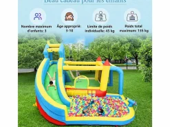 DripeX Castillo Hinchable|Castillo inflable para niños de 3 a 10 años, con soplador - carga máxima de 135 kg - 364x315x239cm