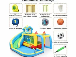 DripeX Castillo Hinchable|Castillo inflable para niños de 3 a 10 años, con soplador - carga máxima de 135 kg - 364x315x239cm