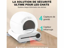 DripeX Cat Hoilet House, Bandeja de arena, limpia automáticamente, olor eliminado, con sensor infrarrojo y aplicación, 48x52x50.5cm Blanco Outlet